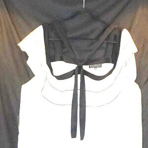 Eloquii White Sheer Ruffle Black Banded Open Shoulder Boho Dress NWT 24